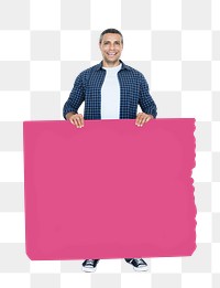 Png Man holding stand together board, transparent background