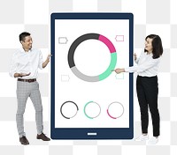 Png Businesspeople presenting doughnut chart, transparent background