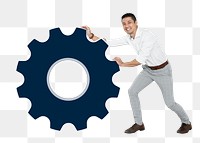 Png Business team with large magnet, transparent background