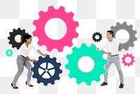 Png Business team with large magnet, transparent background