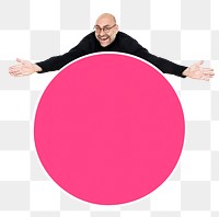 Png Man showing blank pink circle, transparent background