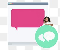 Png Young woman on live chat, transparent background