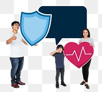 Png Happy family with life insurance plan, transparent background