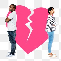 Png Couple breaking up and turning their backs on each other, transparent background