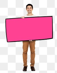 Png Man holding blank board, transparent background