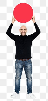 Png Cool entrepreneur holding blank circles, transparent background