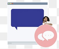 Png Young woman on live chat, transparent background