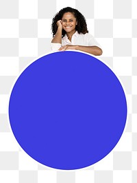 Png Young woman with blank circle, transparent background