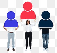 Png Business team with large magnet, transparent background