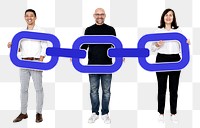 Png Business team with large magnet, transparent background