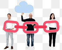 Png Business team with large magnet, transparent background