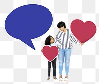 Png Son saying love to his mom, transparent background