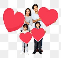 Png Happy family expressing their love, transparent background