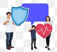 Png Happy family with life insurance plan, transparent background