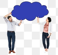 Png Business partners holding up cloud, transparent background