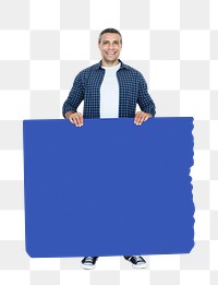 Png Man holding stand together board, transparent background
