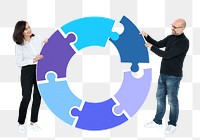 Png Businesspeople connecting jigsaw puzzle pieces, transparent background