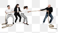 Png Business team in tug of war, transparent background