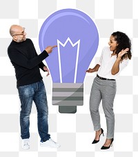 Png Creative people with light bulb symbol, transparent background