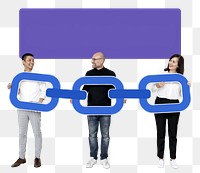 Png Diverse people with block chain concept, transparent background