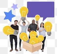 Png Creative people thinking outside of the box, transparent background