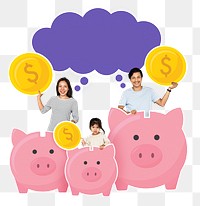 Family finance png element, transparent background