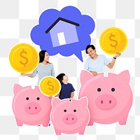 Family finance png element, transparent background