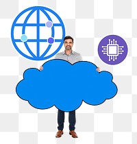 Cloud network png element, transparent background