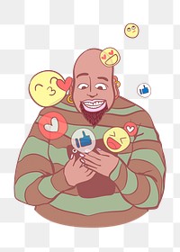 PNG Man social addiction, collage element on transparent background