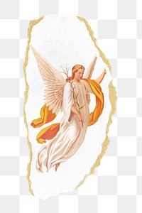 PNG Angel illustration, ripped paper transparent background. Remixed by rawpixel.