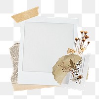 Instant photo film png sticker, Autumn collage, transparent background