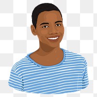 African American png teenage boy illustration, transparent background