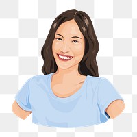 Young Asian woman png character illustration, transparent background