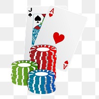 Card and chips png sticker, transparent background. Free public domain CC0 image.