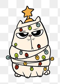 Christmas cat  png clipart illustration, transparent background. Free public domain CC0 image.