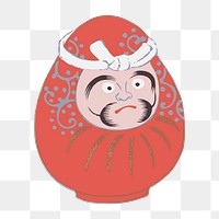 Japanese lucky doll png sticker, transparent background. Free public domain CC0 image.