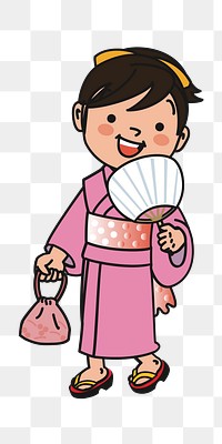 Girl in kimono traditional Japanese clothing png sticker, transparent background. Free public domain CC0 image.