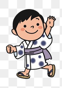 Boy in yukata traditional Japanese clothing png sticker, transparent background. Free public domain CC0 image.