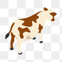 Cow  png clipart illustration, transparent background. Free public domain CC0 image.