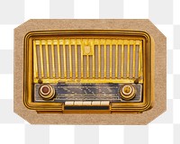 Vintage radio png, cut out paper element, transparent background