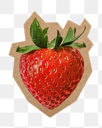 Strawberry png, cut out paper element, transparent background