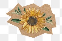 Blooming sunflower png, cut out paper element, transparent background