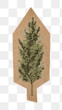 Spruce tree png, cut out paper element, transparent background