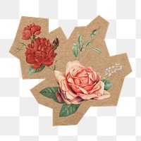 Vintage flowers png, cut out paper element, transparent background