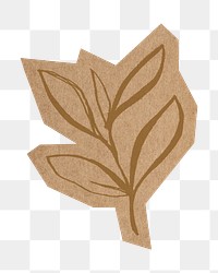 Hand drawn leaf png, cut out paper element, transparent background