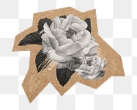 Gray rose png, cut out paper element, transparent background