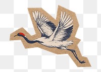 Japanese red-crowned crane png, cut out paper element, transparent background