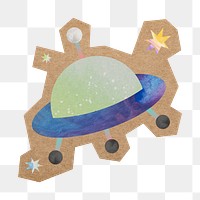 Watercolor UFO png, cut out paper element, transparent background