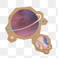 Watercolor Saturn png, cut out paper element, transparent background