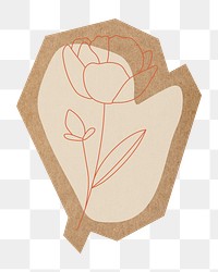 Flower line art png, cut out paper element, transparent background